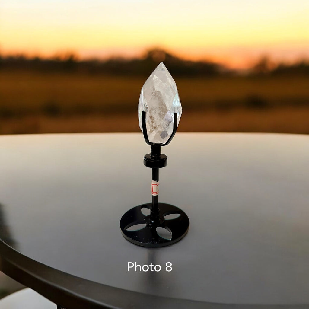 Crystalline Transmitter (Multi Faceted Brazil Clear Quartz On Stand)Pre-coded & Activated