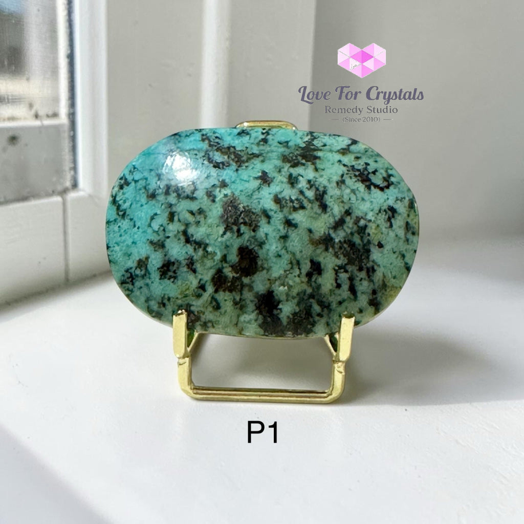 African Turquoise Palm Stone with Stand - Turquoise
