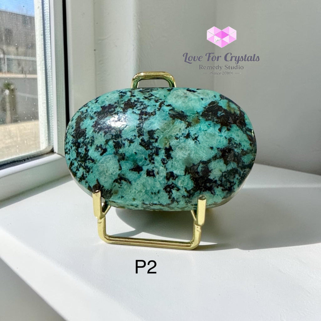 African Turquoise Palm Stone with Stand - Turquoise