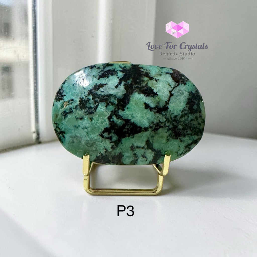 African Turquoise Palm Stone with Stand - Turquoise