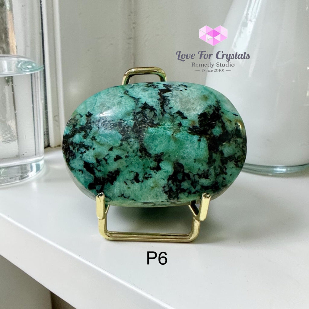 African Turquoise Palm Stone with Stand - Turquoise