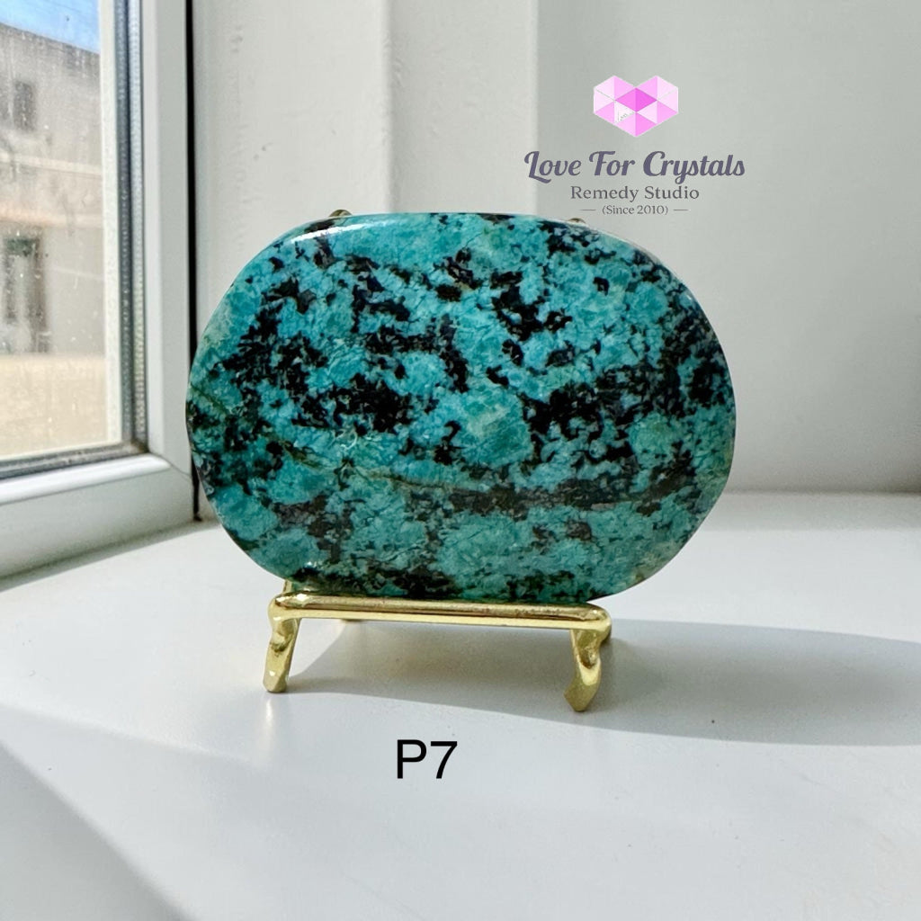 African Turquoise Palm Stone with Stand - Turquoise