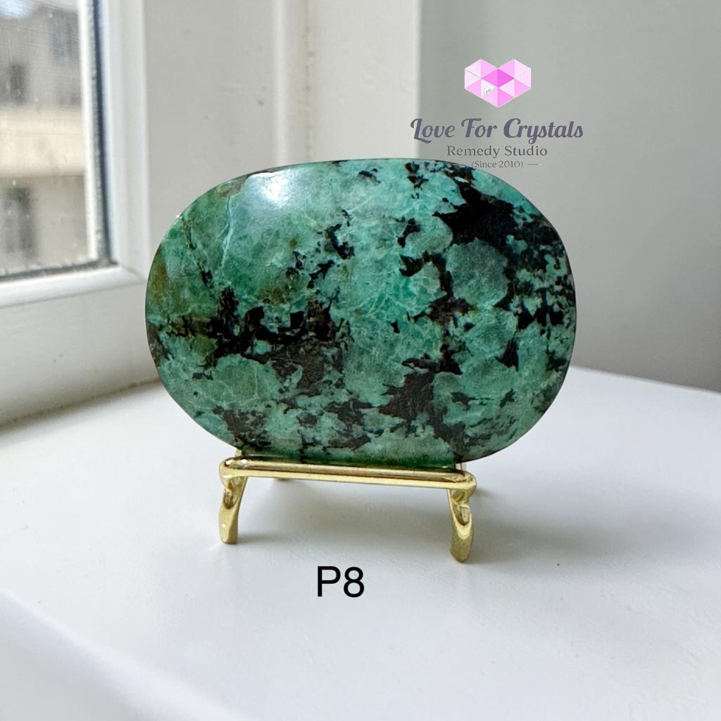 African Turquoise Palm Stone with Stand - Turquoise