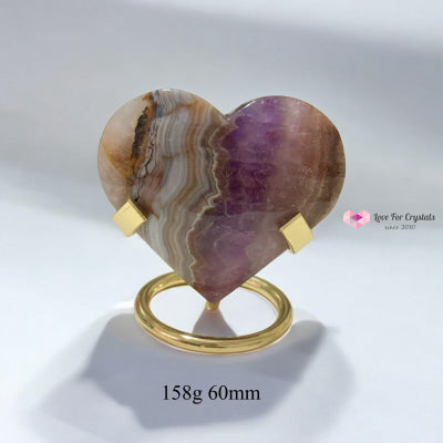 Agate Amethyst Heart (Inner Strength) pre-coded activated 158g 60mm Crystal Hearts
