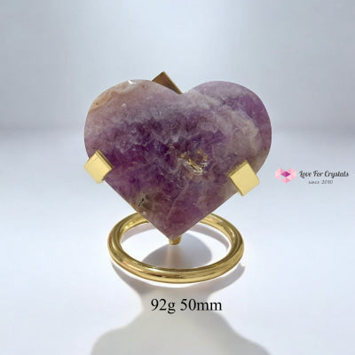 Agate Amethyst Heart (Inner Strength) pre-coded activated 92g 50mm Crystal Hearts