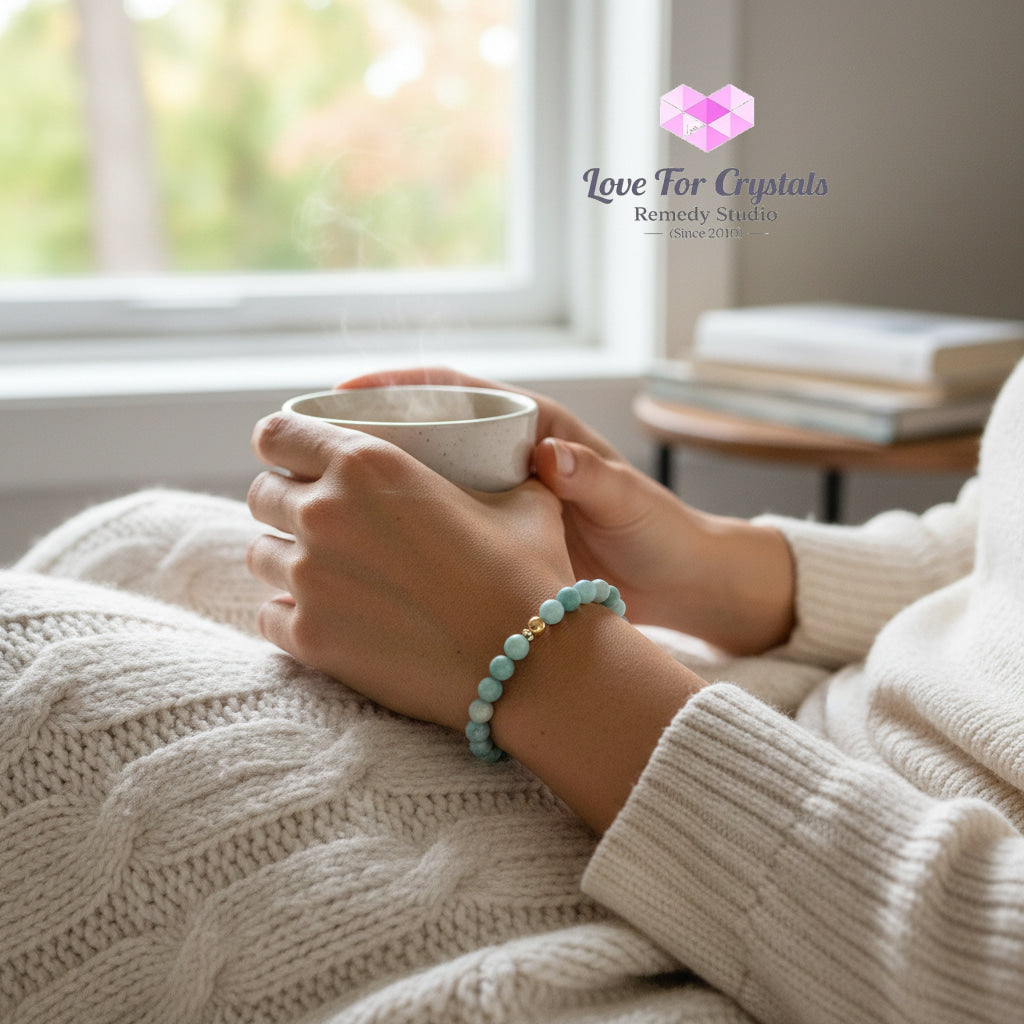 Amazonite Emotional Balance 6mm Bracelet with 14k gold filled bead Bracelets & Bangles