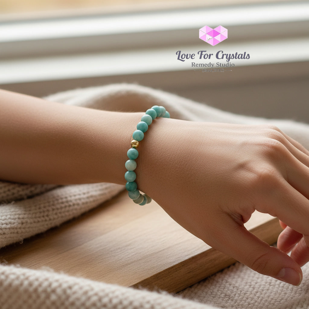 Amazonite Emotional Balance 6mm Bracelet with 14k gold filled bead Bracelets & Bangles