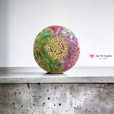 Amethyst & Aventurine Pocket Or Pendant Orgonite With Sri Yantra Symbol (Success Luck Happiness)