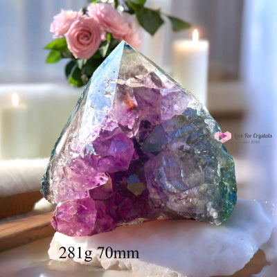 Amethyst Cluster Druse With Banded Agate Shell Base (Mountain-Shaped) Rare!!! (Brazil) 281G 70Mm