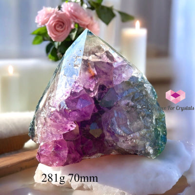 Amethyst Cluster Druse With Banded Agate Shell Base (Mountain-Shaped) Rare!!! (Brazil) 281G 70Mm