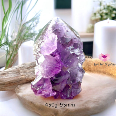 Amethyst Cluster Druse With Banded Agate Shell Base (Mountain-Shaped) Rare!!! (Brazil) 450G 95Mm