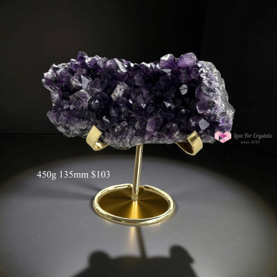 Amethyst Cluster on Metal Stand (Brazil) 450g 135mm Amethyst