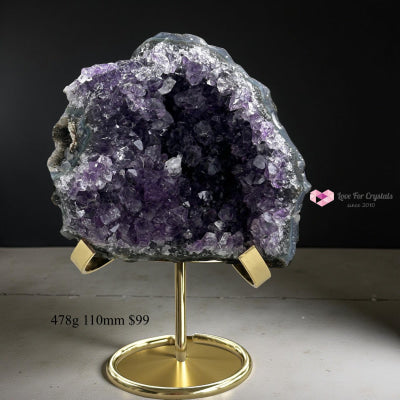 Amethyst Cluster on Metal Stand (Brazil) 478g 110mm Amethyst