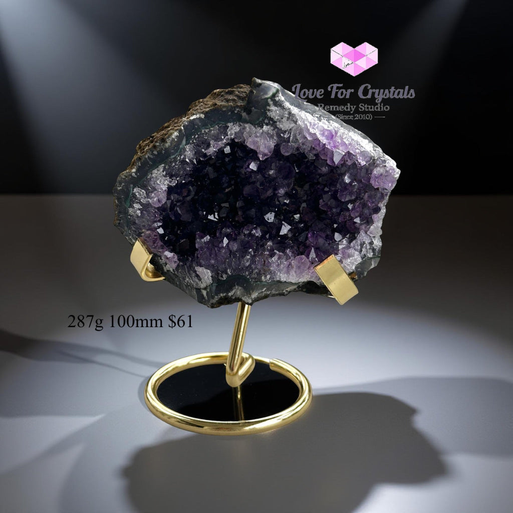 Amethyst Cluster on Metal Stand (Brazil) 287g 100mm Amethyst