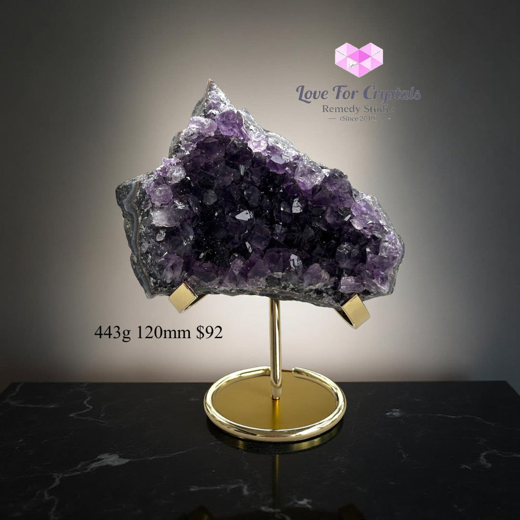 Amethyst Cluster on Metal Stand (Brazil) 443g 120mm Amethyst