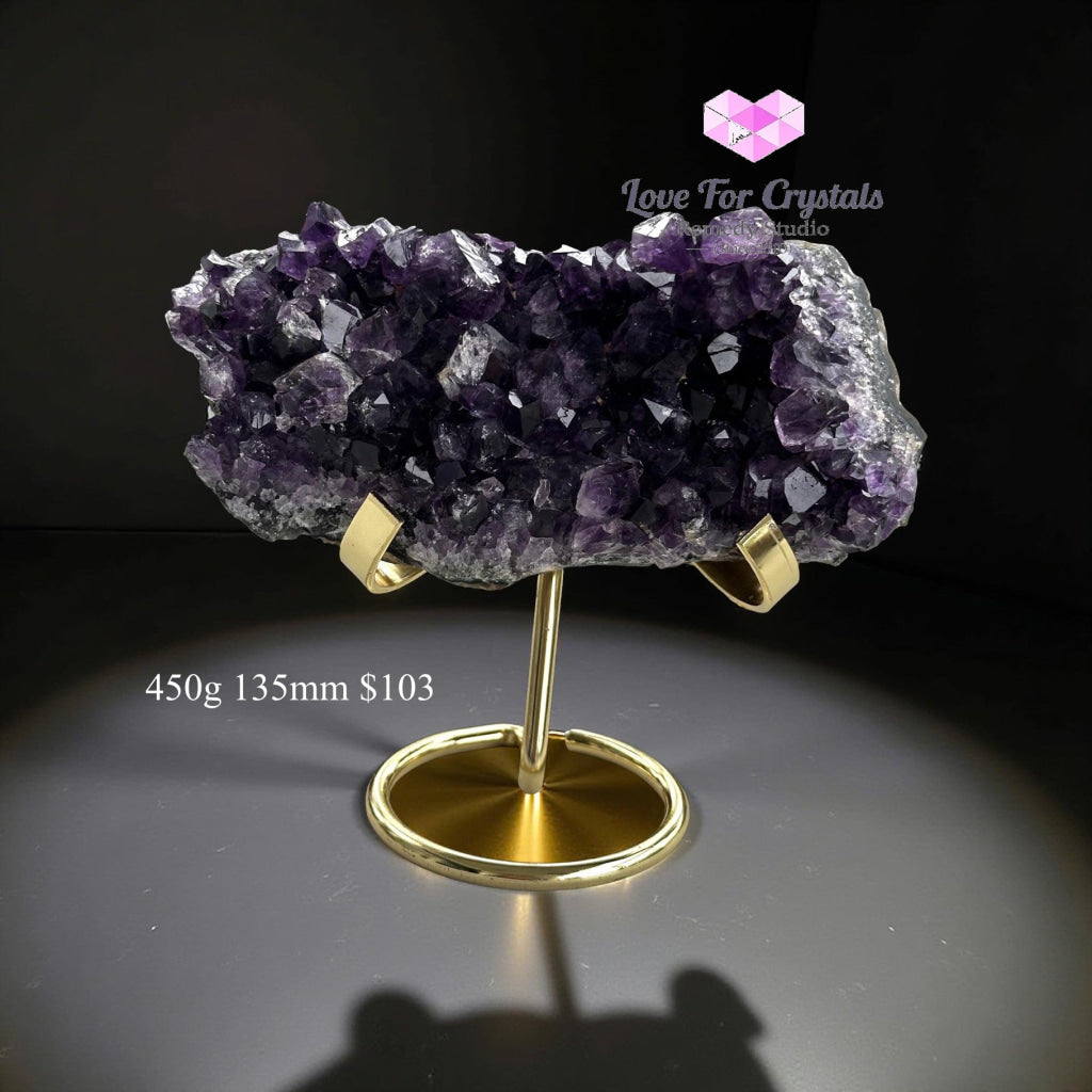 Amethyst Cluster on Metal Stand (Brazil) 450g 135mm Amethyst