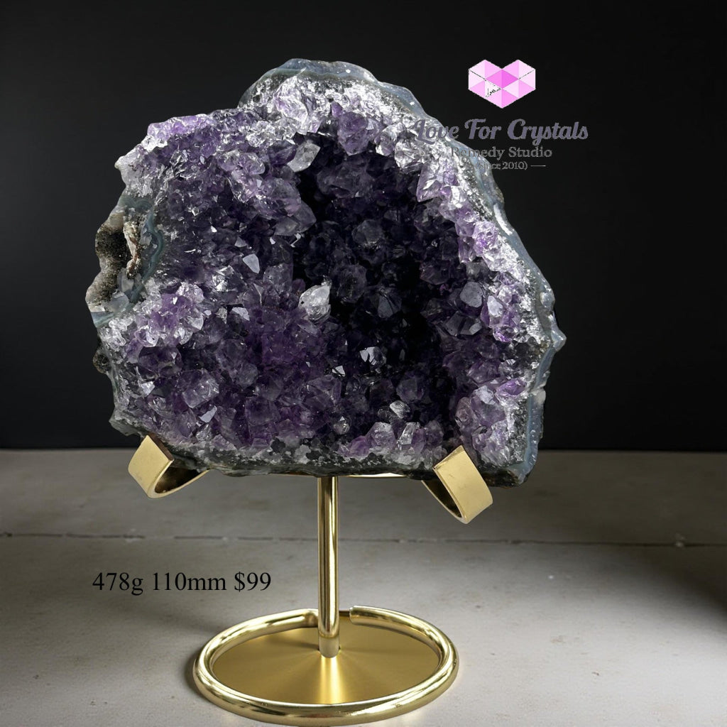 Amethyst Cluster on Metal Stand (Brazil) 478g 110mm Amethyst