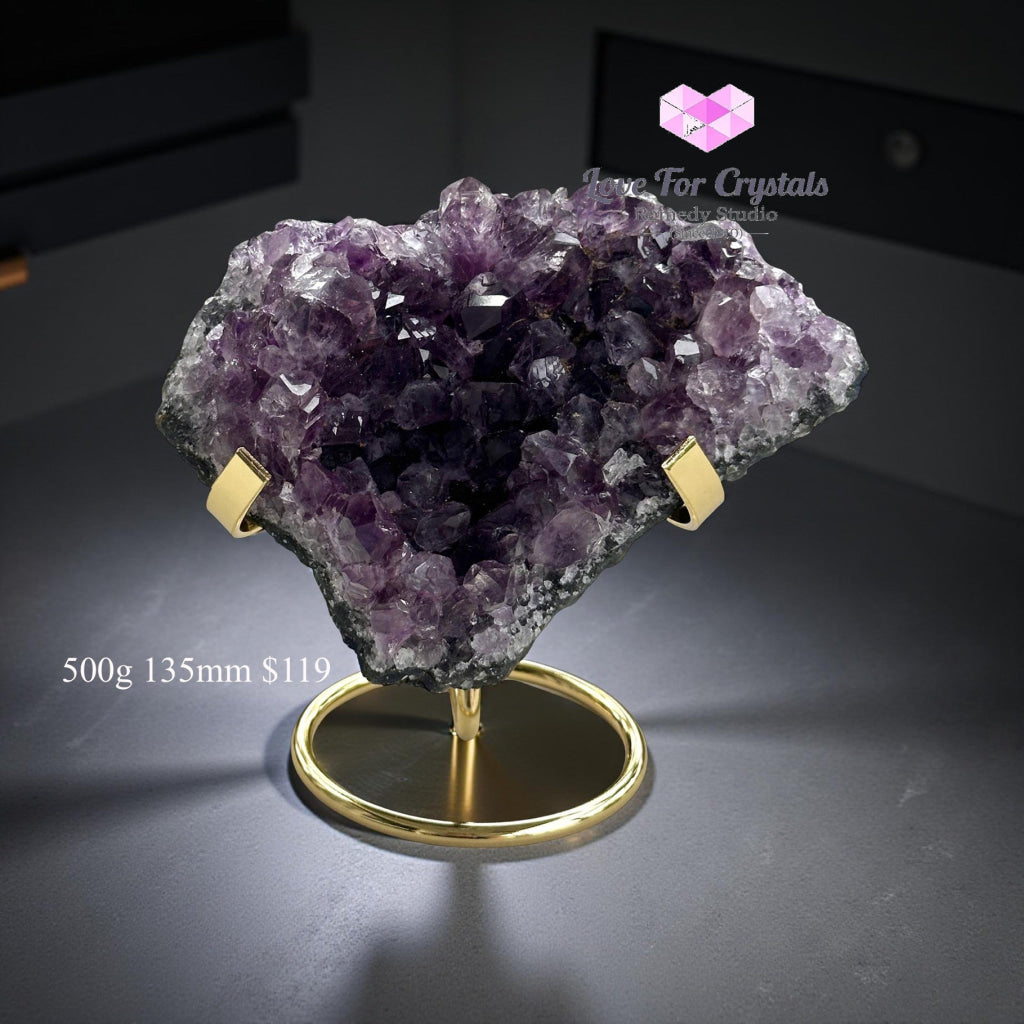 Amethyst Cluster on Metal Stand (Brazil) 500g 135mm Amethyst