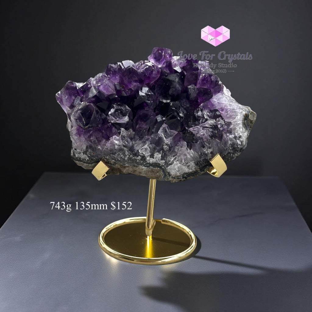 Amethyst Cluster on Metal Stand (Brazil) 743g 135mm Amethyst