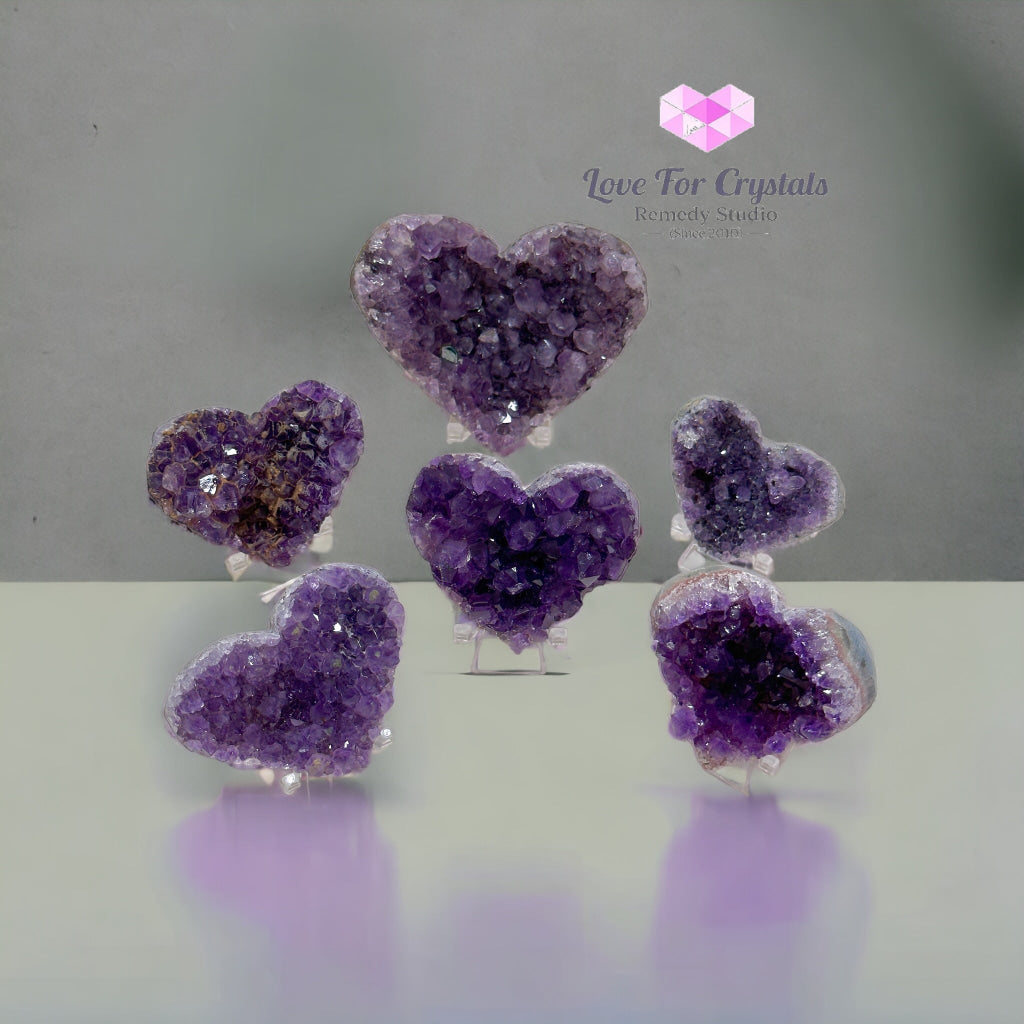Amethyst Druse Heart (Uruguay) with Stand