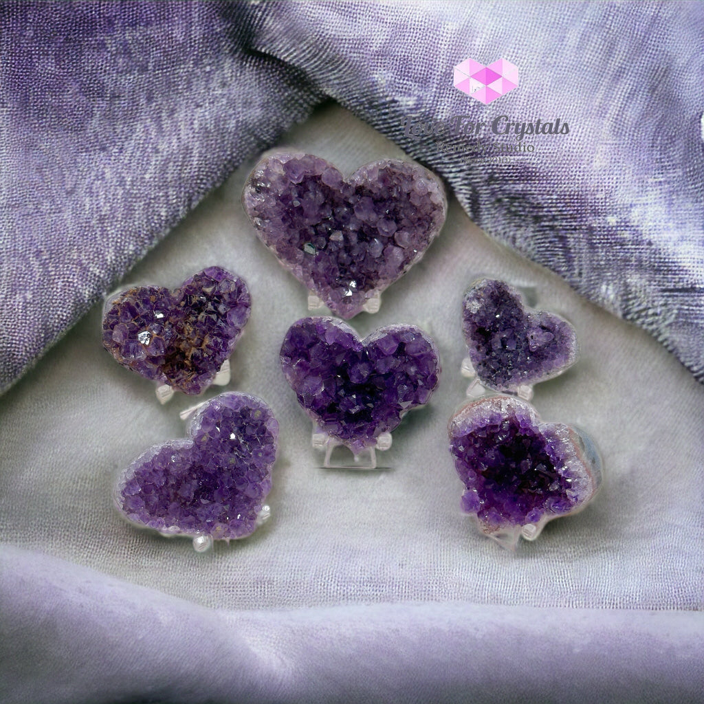 Amethyst Druse Heart (Uruguay)With Stand