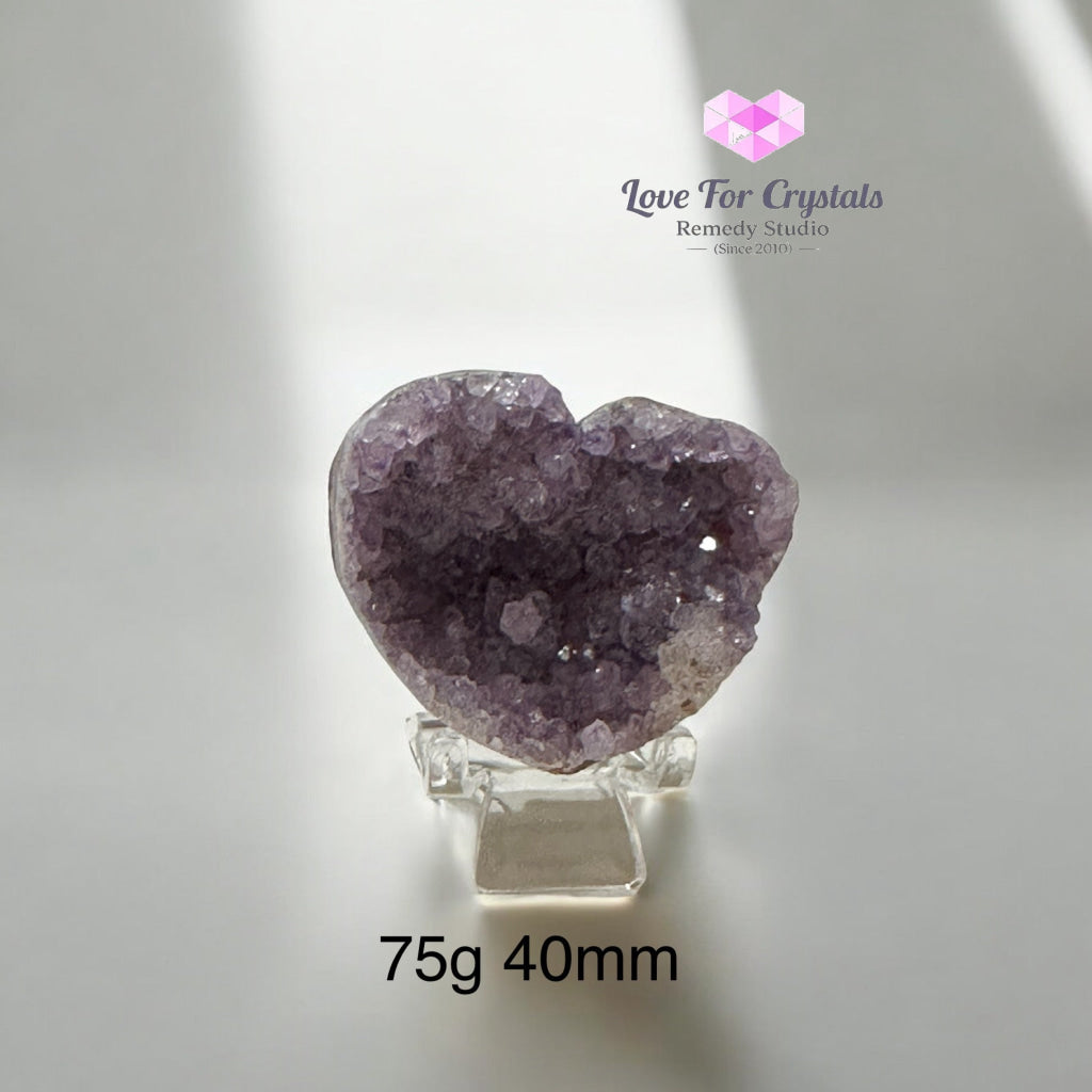 Amethyst Druse Heart (Uruguay)with Stand 75g 60mm Amethyst