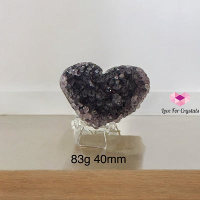 Amethyst Druse Heart (Uruguay)with Stand 83g 60mm Amethyst