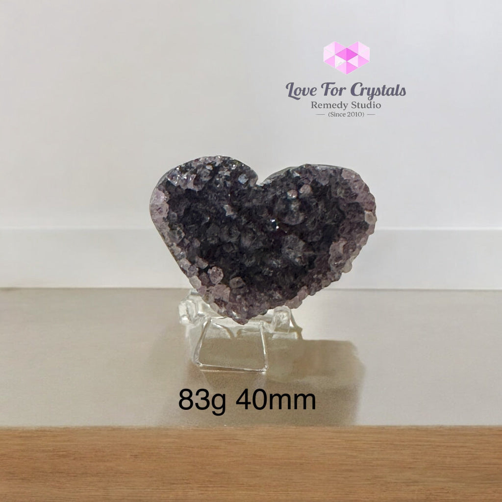 Amethyst Druse Heart (Uruguay)with Stand 83g 60mm Amethyst