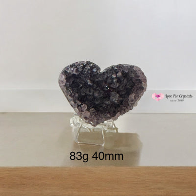 Amethyst Druse Heart (Uruguay)with Stand 83g 60mm Amethyst