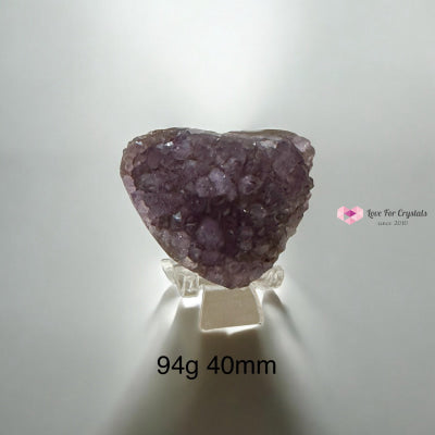 Amethyst Druse Heart (Uruguay)with Stand 94g 60mm Amethyst
