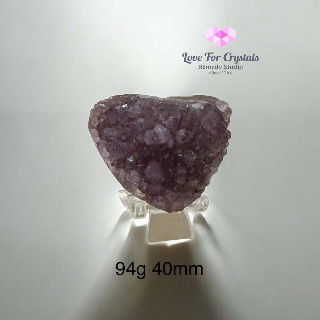 Amethyst Druse Heart (Uruguay)with Stand 94g 60mm Amethyst