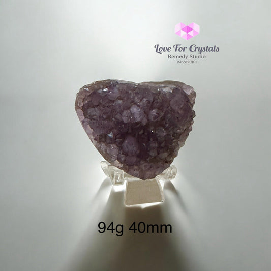Amethyst Druse Heart (Uruguay)with Stand 94g 60mm Amethyst