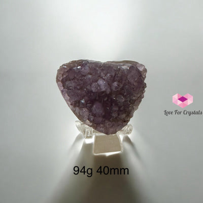 Amethyst Druse Heart (Uruguay)with Stand 94g 60mm Amethyst