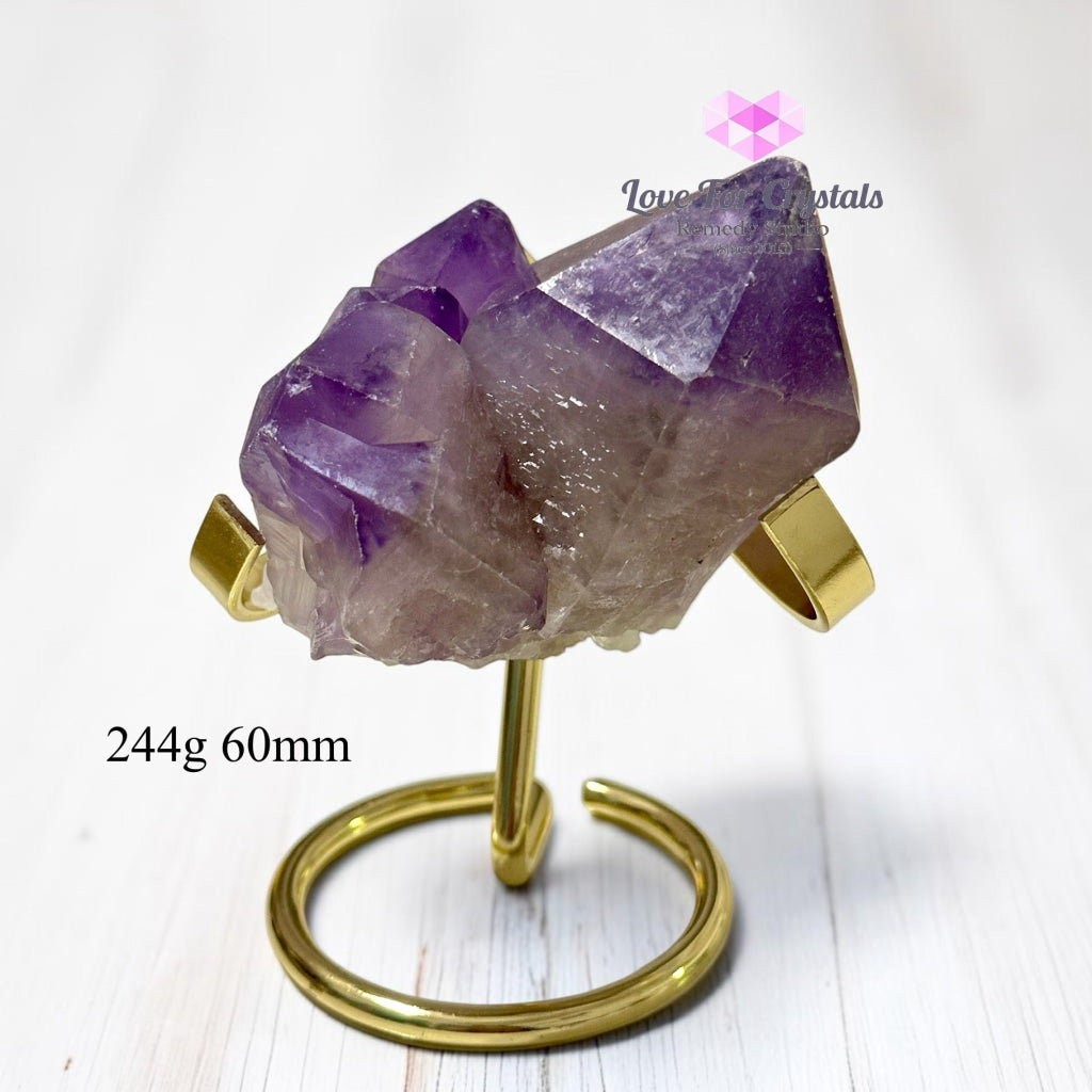 Amethyst Flower Cluster on Metal Stand (Brazil) - 244g 60mm - Amethyst