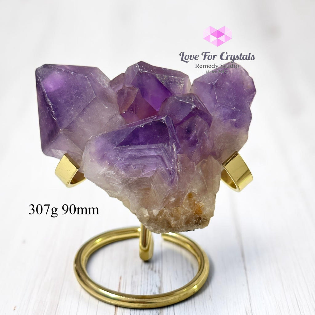 Amethyst Flower Cluster on Metal Stand (Brazil) - 307g 90mm - Amethyst