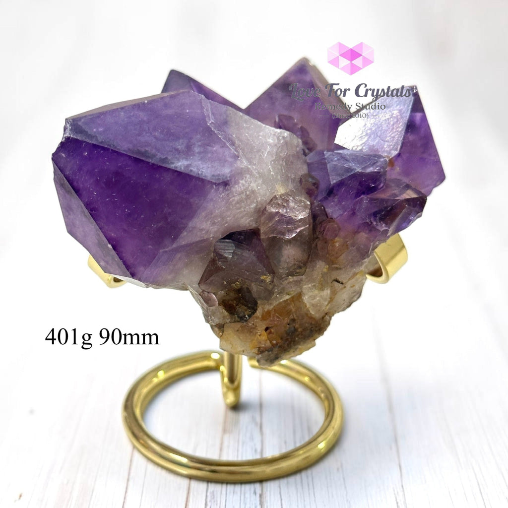 Amethyst Flower Cluster on Metal Stand (Brazil) - 401g 90mm - Amethyst