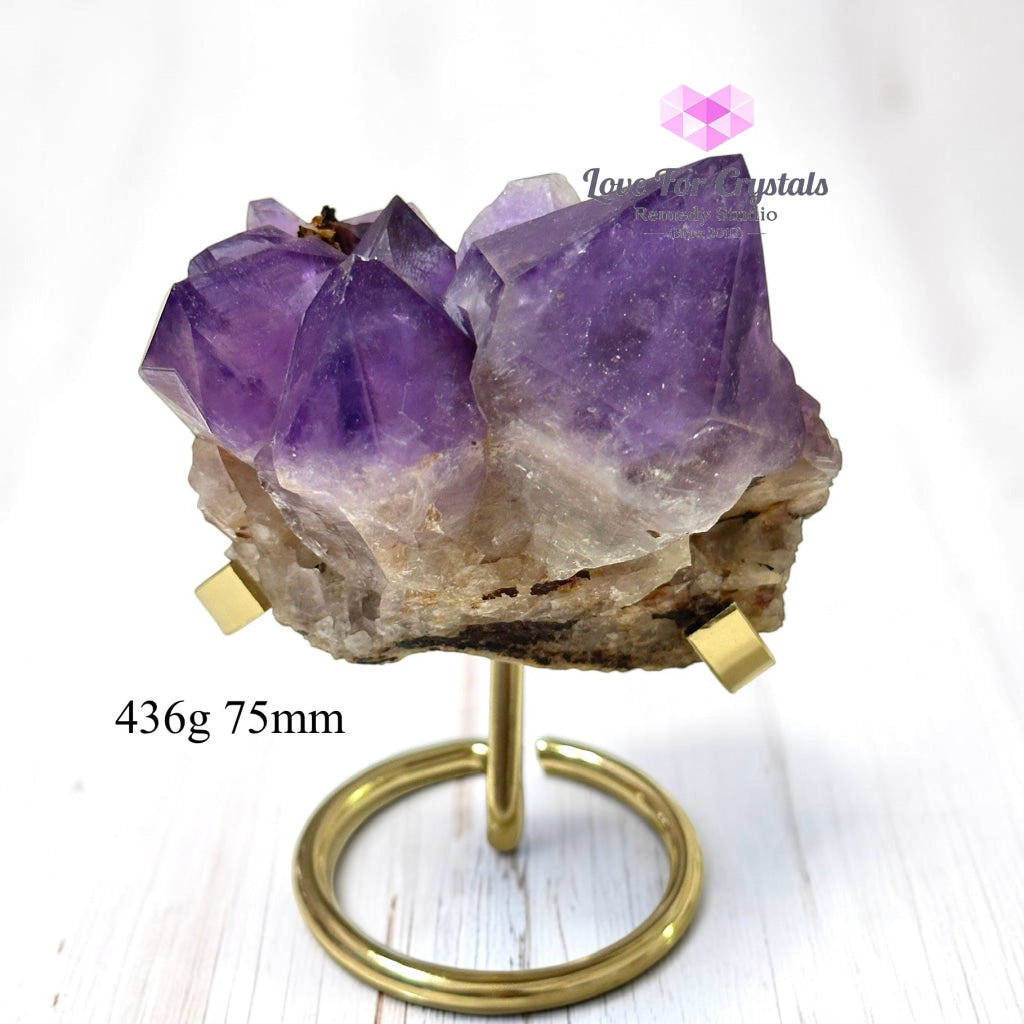 Amethyst Flower Cluster on Metal Stand (Brazil) - 436g 75mm - Amethyst