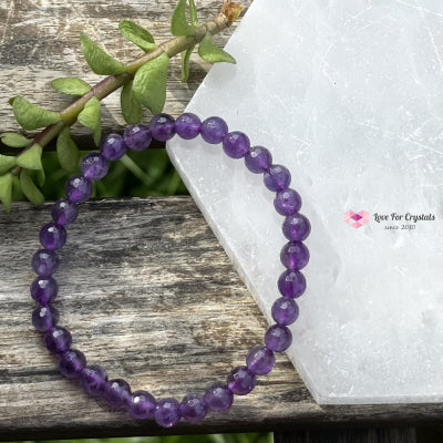 Amethyst Gemstone Energy Bracelet (Focus) 6Mm Faceted