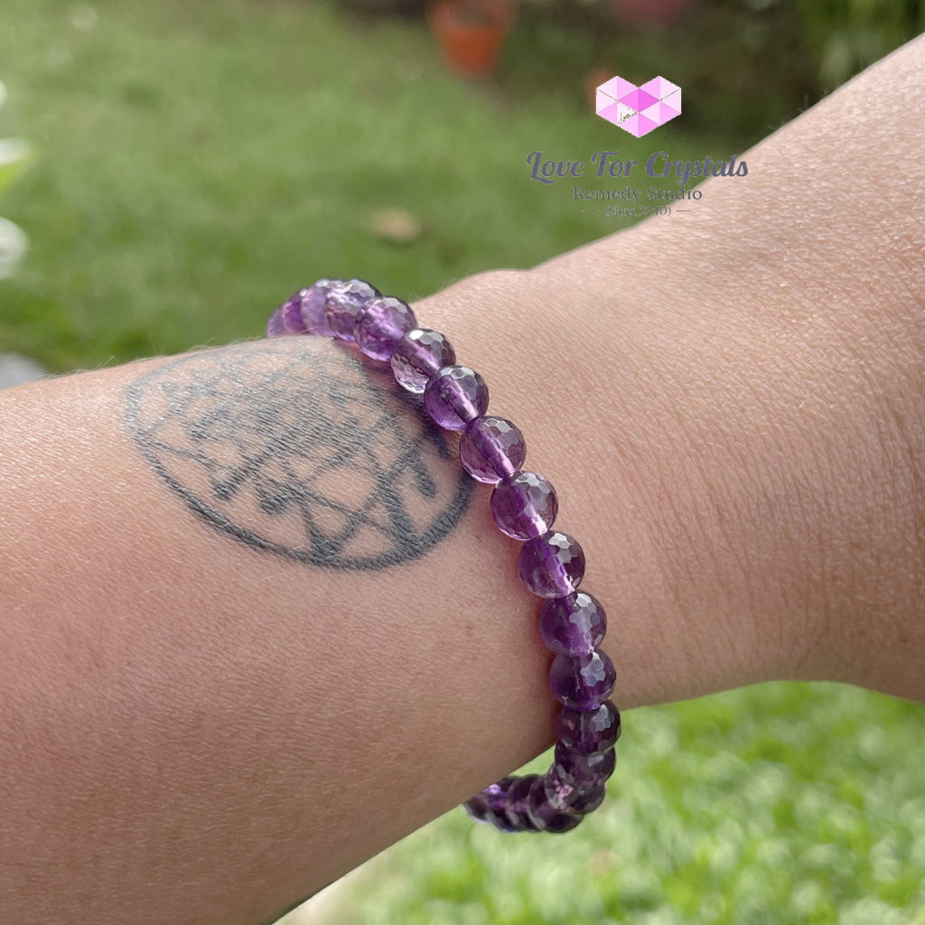 Amethyst Gemstone Energy Bracelet (Focus) 6Mm Faceted