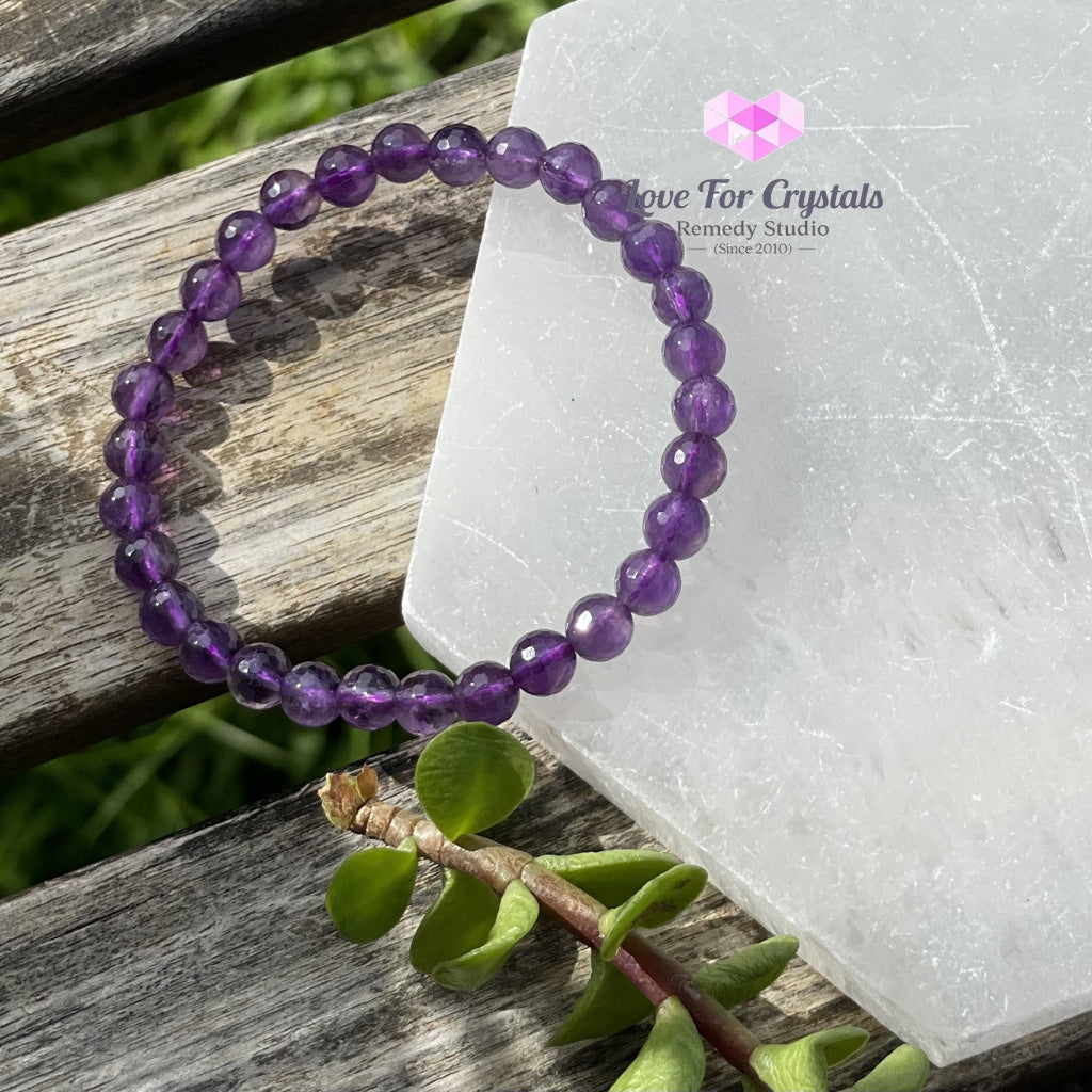 Amethyst Gemstone Energy Bracelet (Focus) 6Mm Faceted