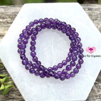 Amethyst Gemstone Energy Bracelet (Focus) 6Mm Faceted