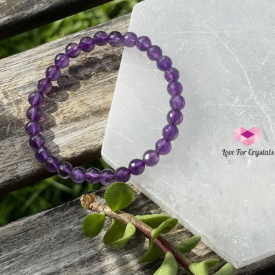 Amethyst Gemstone Energy Bracelet (Focus) 6Mm Faceted