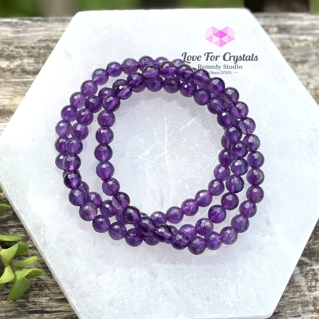Amethyst Gemstone Energy Bracelet (Focus) 6Mm Faceted
