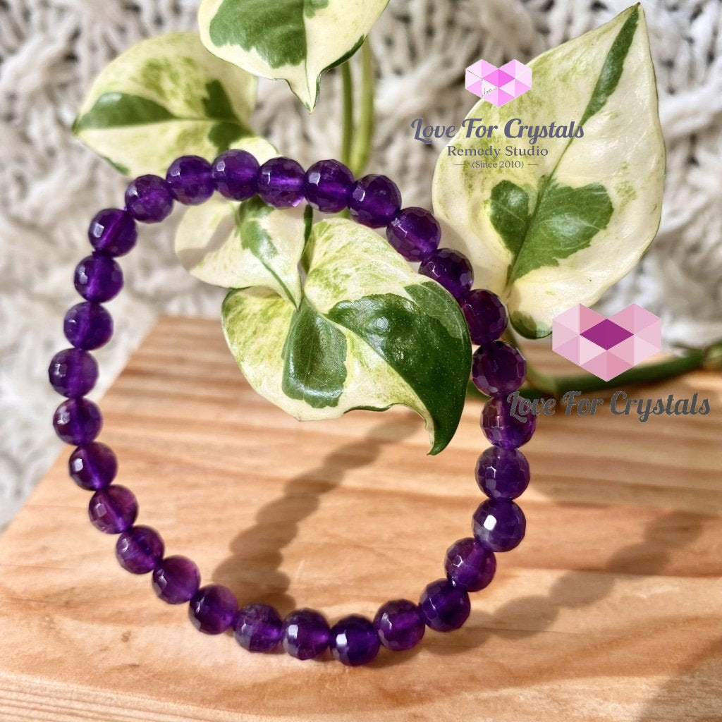 Amethyst Gemstone Energy Bracelet (Focus) 6Mm Faceted