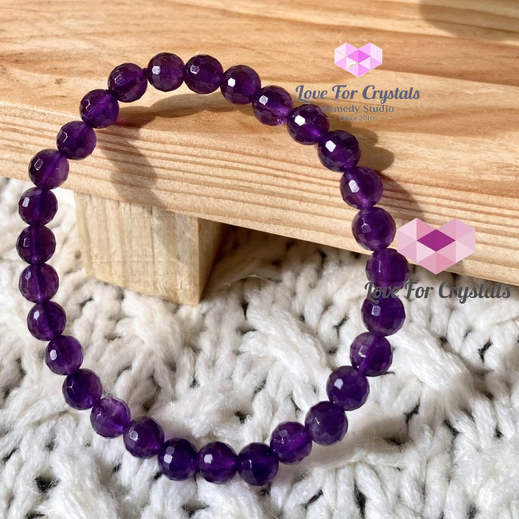 Amethyst Gemstone Energy Bracelet (Focus) 6Mm Faceted