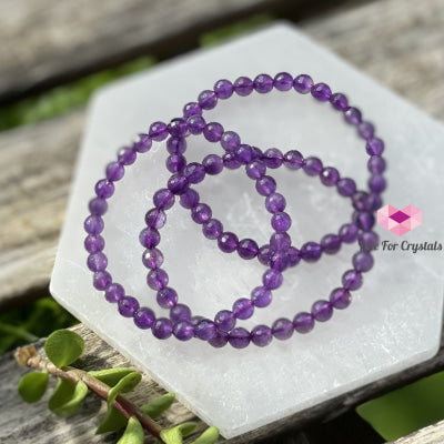 Amethyst Gemstone Energy Bracelet (Focus) 6Mm Faceted