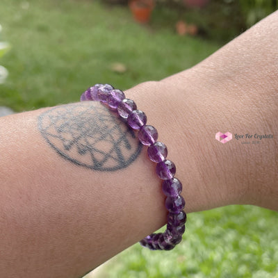 Amethyst Gemstone Energy Bracelet (Focus) 6Mm Faceted