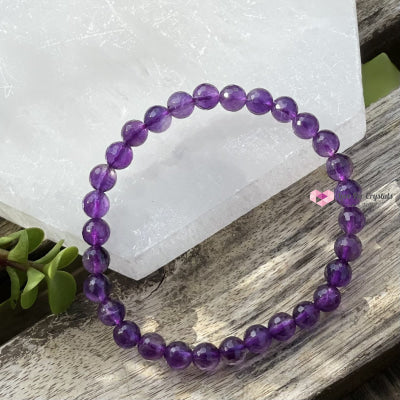 Amethyst Gemstone Energy Bracelet (Focus) 6Mm Faceted