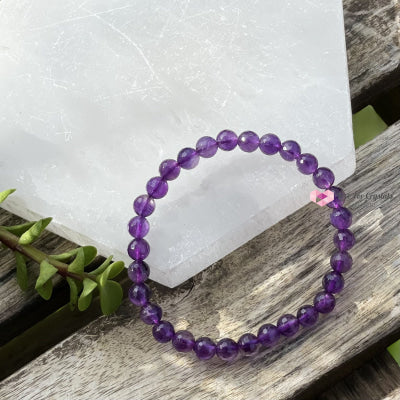 Amethyst Gemstone Energy Bracelet (Focus) 6Mm Faceted 5.5