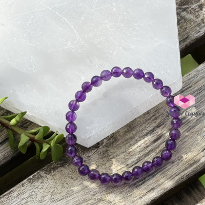 Amethyst Gemstone Energy Bracelet (Focus) 6Mm Faceted 5.5